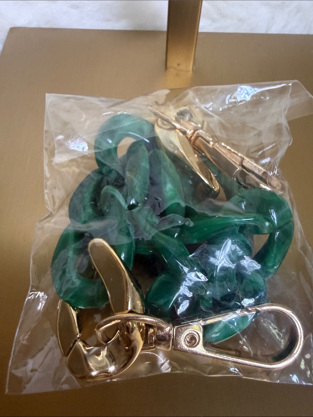 Green Marble-like Chain Strap with Gold Hardware - Women Accessories - Picture 3 of 3